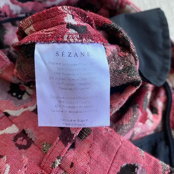 Sezane Pants Women’s 2 Jacquard Gustav Trousers Pink Floral Academia - Picture 7 of 11